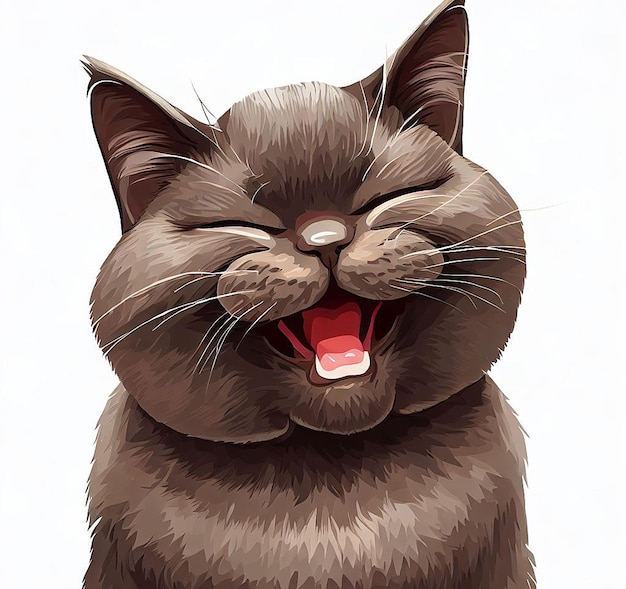 Beautiful laughing cat illustration icon avatar emoji ai image idea concept wallpaper drawing kitten