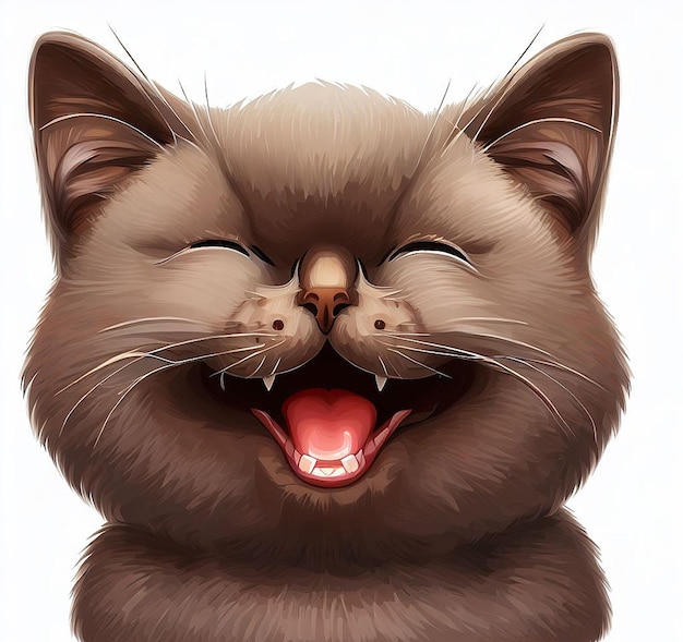 Beautiful laughing cat illustration icon avatar emoji ai image idea concept wallpaper drawing kitten