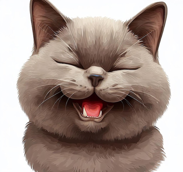 Beautiful laughing cat illustration icon avatar emoji ai image idea concept wallpaper drawing kitten