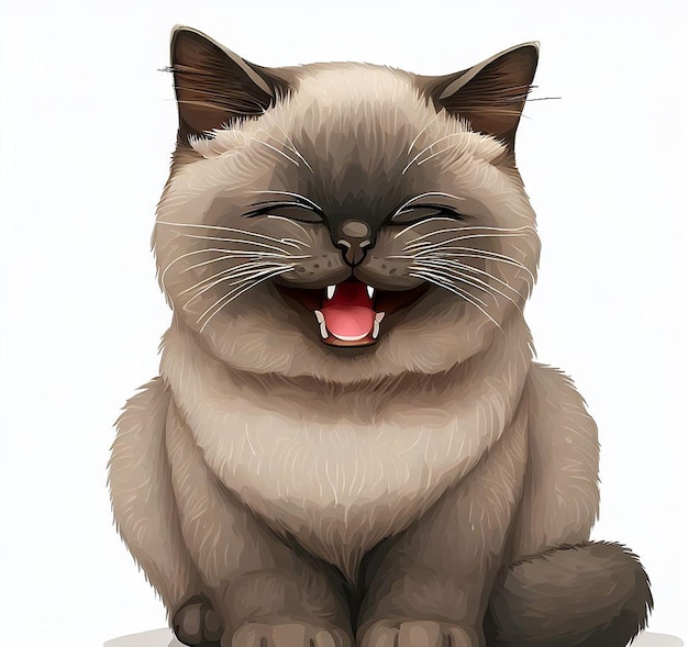 Beautiful laughing cat illustration icon avatar emoji ai image idea concept wallpaper drawing kitten