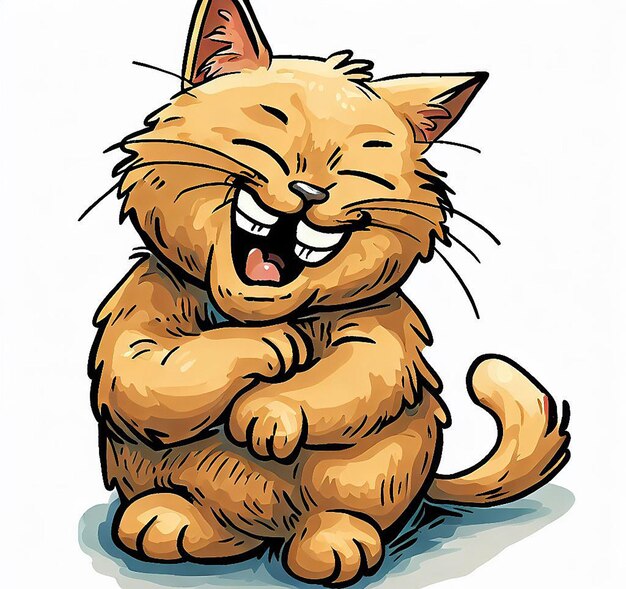 Beautiful laughing cat illustration icon avatar emoji ai image idea concept wallpaper drawing kitten