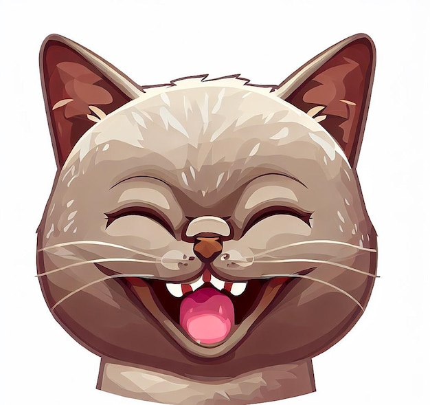 Beautiful laughing cat illustration icon avatar emoji ai image idea concept wallpaper drawing kitten