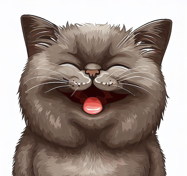 Beautiful laughing cat illustration icon avatar emoji ai image idea concept wallpaper drawing kitten