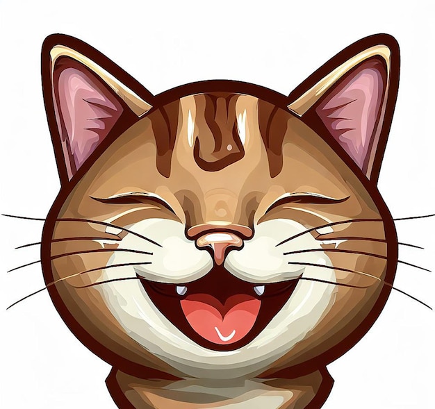 Photo beautiful laughing cat illustration icon avatar emoji ai image idea concept wallpaper drawing kitten