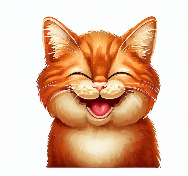 Beautiful laughing cat illustration icon avatar emoji ai image idea concept wallpaper drawing kitten