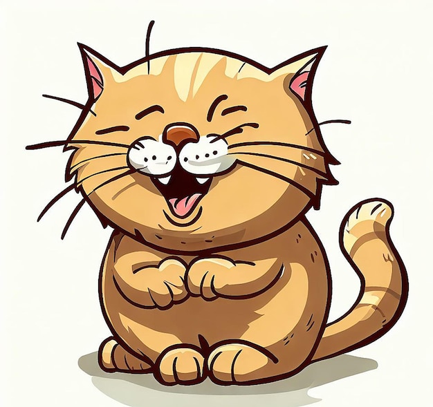 Photo beautiful laughing cat illustration icon avatar emoji ai image idea concept wallpaper drawing kitten