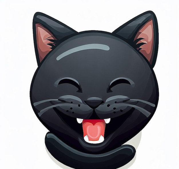 Beautiful laughing cat illustration icon avatar emoji ai image idea concept wallpaper drawing kitten