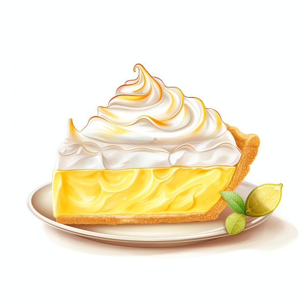 beautiful Lemon meringue pie slice tasty dessert clipart illustration