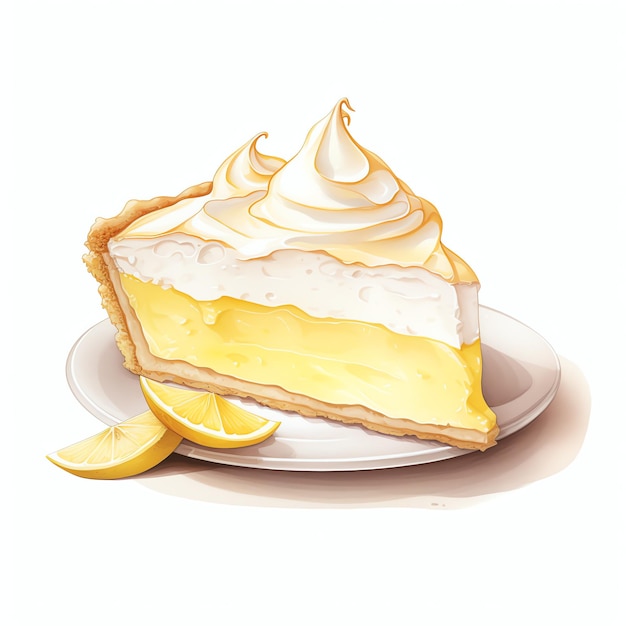 beautiful Lemon meringue pie slice tasty dessert clipart illustration