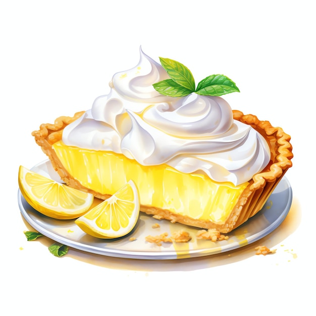 beautiful lemon pie tasty dessert clipart illustration