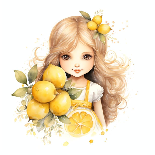 Photo beautiful lemon yellow doll clipart illustration