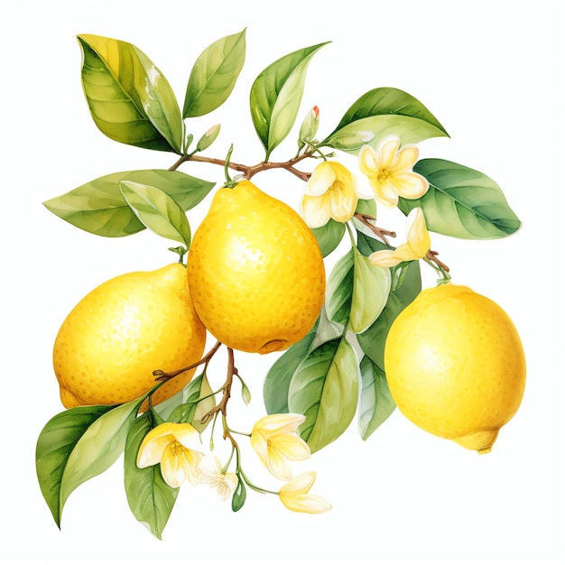 beautiful Lemon yellow farmhouse clipart illustration