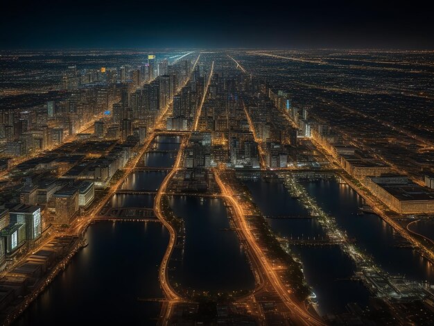 Beautiful Light city in the dark