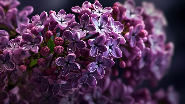 beautiful lilac flowers branch on a green background natural spring background