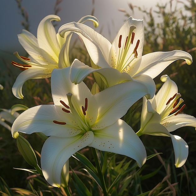 Beautiful for lily flowers bouquet images Generative AI