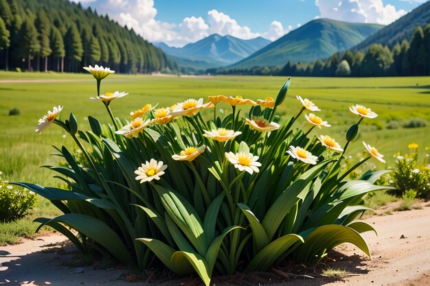 Beautiful lily flowers garden grass ornamental scenery colorful landscape wallpaper background