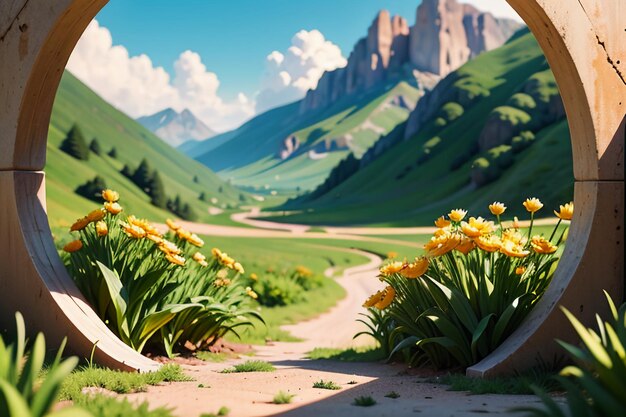 写真 美しいリリーの花 庭の草 装飾的な風景 カラフルな風景 壁紙の背景