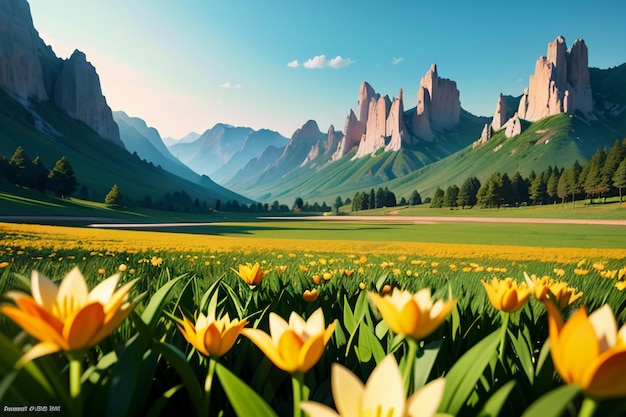 美しいリリーの花 庭の草 装飾的な風景 カラフルな風景 壁紙の背景