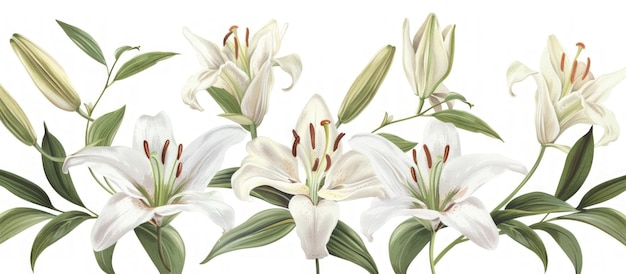 beautiful lily flowers with her petals at springtime isolated on white background ai generated