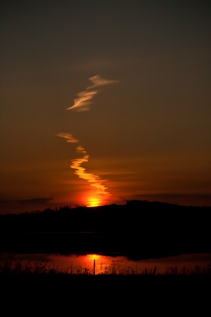 Beautiful line of clouds on a summer sunset.