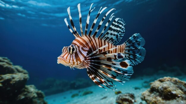 Beautiful lion fish hovering in mid water