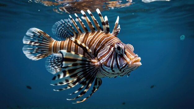 Beautiful lion fish hovering in mid water