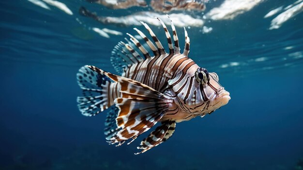 Beautiful lion fish hovering in mid water