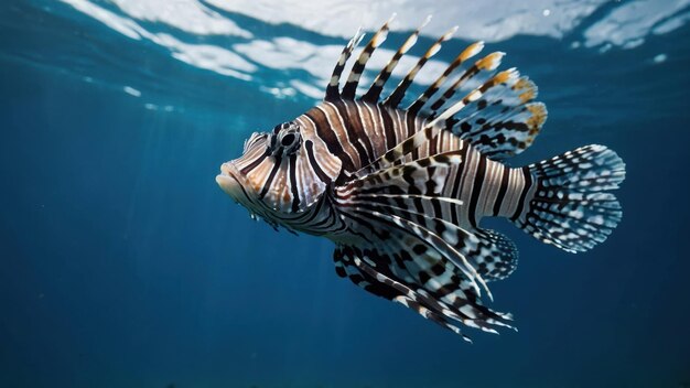 Beautiful lion fish hovering in mid water