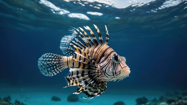 Beautiful lion fish hovering in mid water