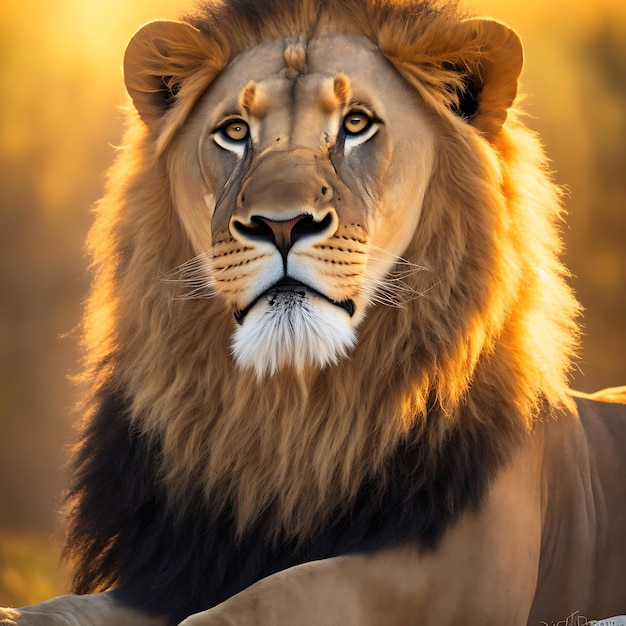 Beautiful lion portrait AI generated ai