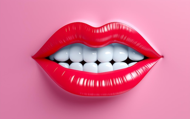 Beautiful lips 3D realistic colorful