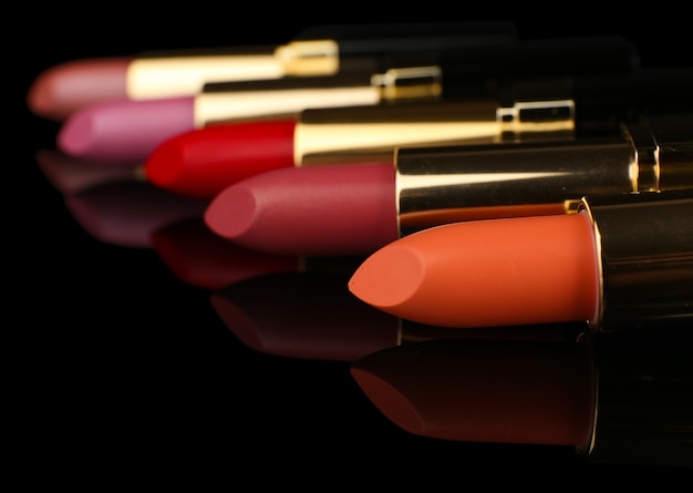 Beautiful lipsticks on black