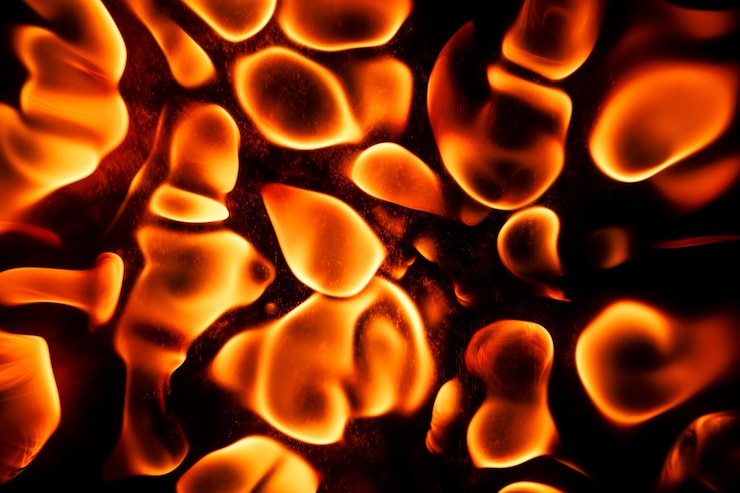 Photo beautiful liquid fire texture on black background
