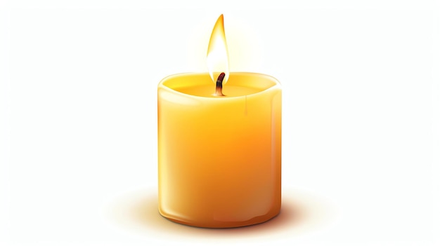 Foto una bella candela accesa con un bagliore caldo la candela è senza profumo e fatta di cera di alta qualità