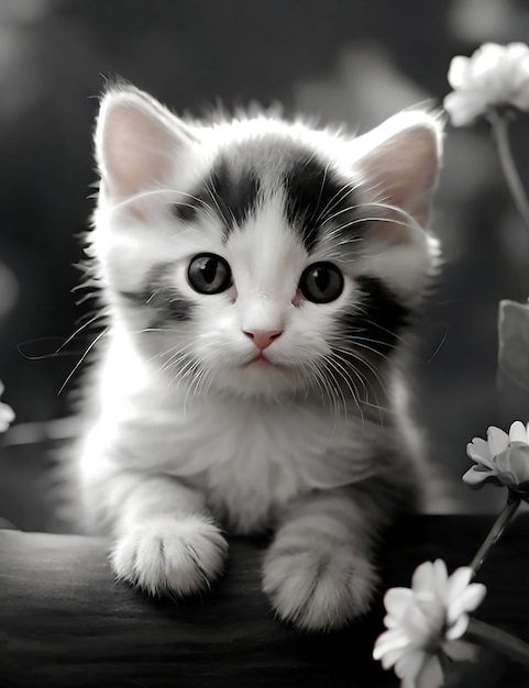 beautiful little cat picture with many colors and cuteness ai generated