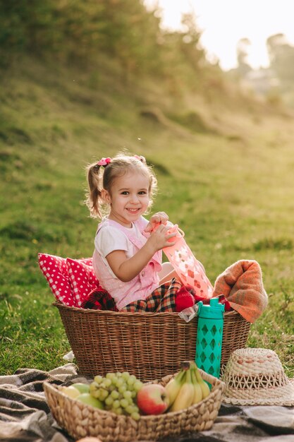 beautiful little girl on a picnic