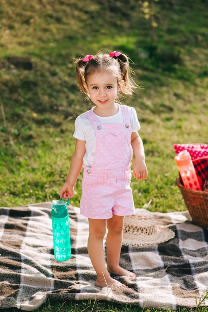 beautiful little girl on a picnic