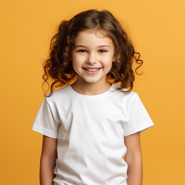 Beautiful little girl in a white blank tshirt