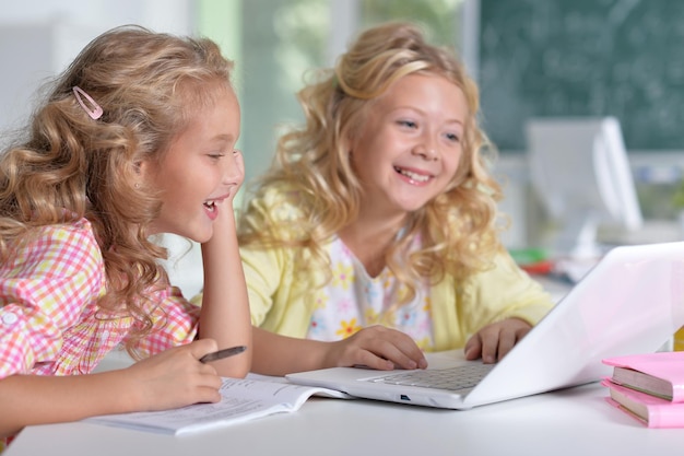 Beautiful little girls at class