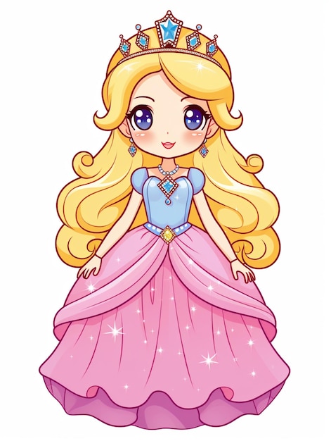 beautiful little princess with a crown cartoon design vector