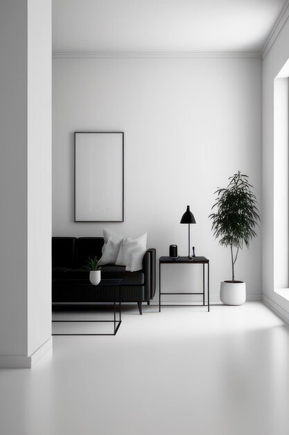 красивая гостиная в черно-белых тонах с роскошной мебелью