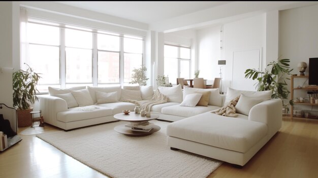 Beautiful living room interior white color wall