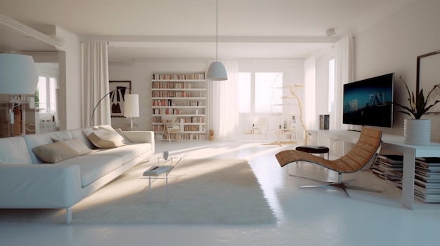 Beautiful living room interior white color wall