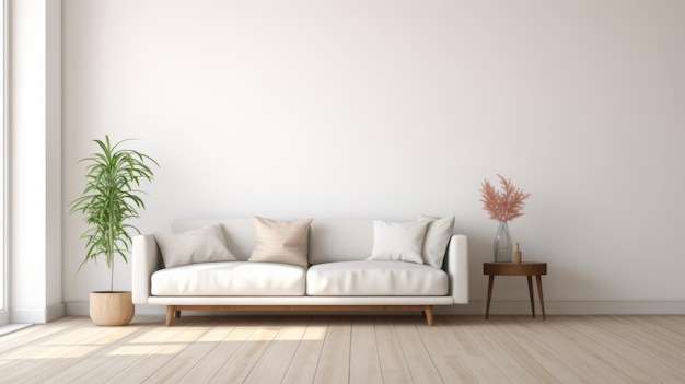 beautiful living room with white sofa