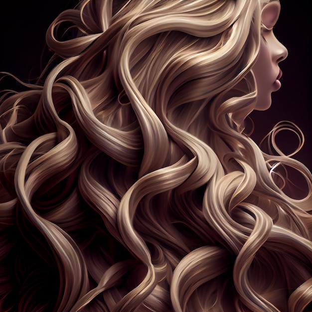 Beautiful Long Curly Hair achtergrond Illustratie Generatieve AI