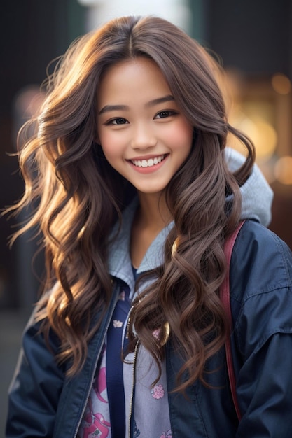 beautiful long haired girl with a smile