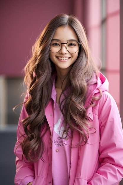 beautiful long haired girl with a smile