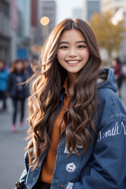 beautiful long haired girl with a smile