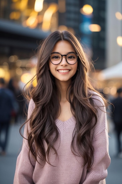 beautiful long haired girl with a smile