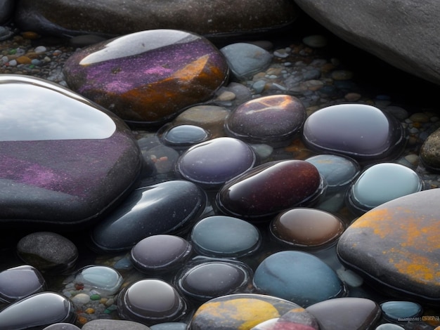 A beautiful looking down on smooth glassy colorful